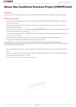 Mouse Gba Conditional Knockout Project (CRISPR/Cas9)