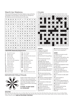 Cryptic Match-Ups: Madonna Mindfood Wheel Words