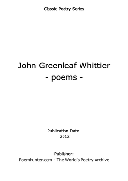 John Greenleaf Whittier - Poems