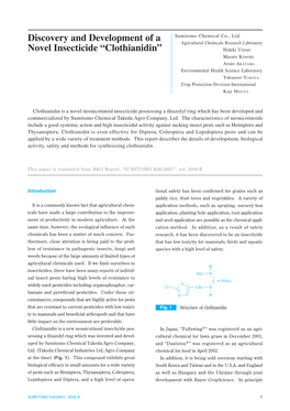 Discovery and Development of a Novel Insecticide “Clothianidin”