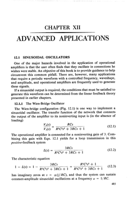 Operational Amplifiers Is That the User Often Finds That They Oscillate in Connections He Wishes Were Stable