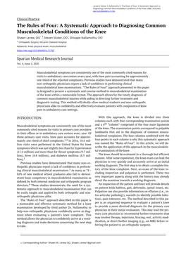 The Rules of Four: a Systematic Approach to Diagnosing Common Musculoskeletal Conditions of the Knee