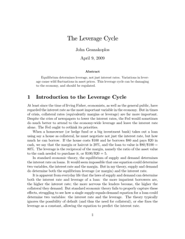 The Leverage Cycle
