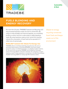 Fuels Blending and Energy Recovery