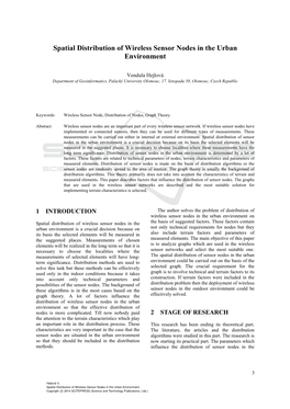 Spatial Distribution of Wireless Sensor Nodes in the Urban Environment