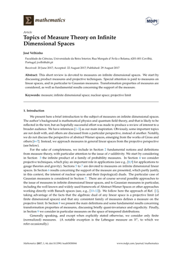 Topics of Measure Theory on Infinite Dimensional Spaces