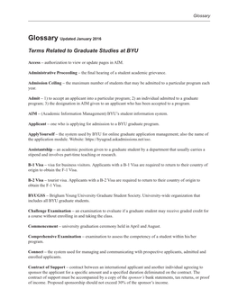 Terms Related to Graduate Studies at BYU