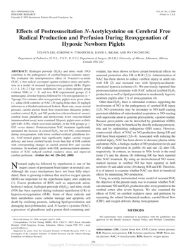 Effects of Postresuscitation N-Acetylcysteine on Cerebral Free Radical Production and Perfusion During Reoxygenation of Hypoxic Newborn Piglets