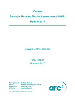 Craven Strategic Housing Market Assessment (SHMA) Update 2017