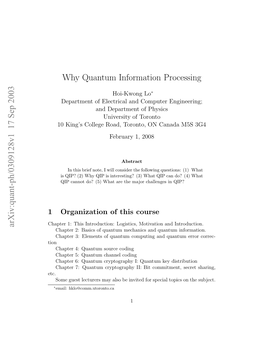 Why Quantum Information Processing