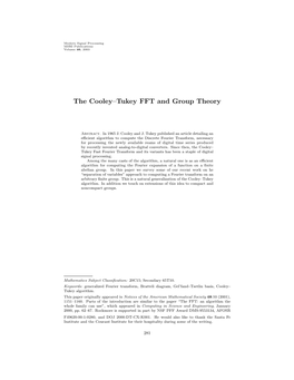 The Cooley–Tukey FFT and Group Theory