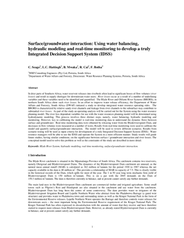 Surface/Groundwater Interaction: Using Water Balancing, Hydraulic Modeling and Real-Time Monitoring to Develop a Truly Integrated Decision Support System (IDSS)