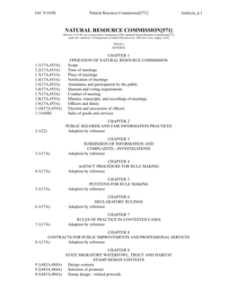 Natural Resource Commission[571] Analysis, P.1