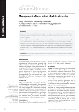 Management of Total Spinal Block in Obstetrics