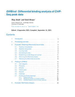 Diffbind: Differential Binding Analysis of Chip-Seq Peak Data