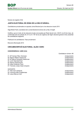 Junta Electoral De Zona De La Seu D'urgell