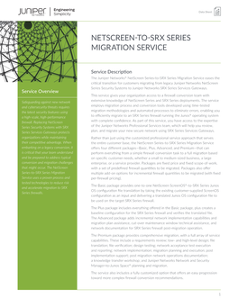 Netscreen-To-SRX Series Migration Service Datasheet