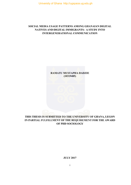 Social Media Usage Patterns Among Ghanaian Digital Natives and Digital Immigrants: a Study Into Intergenerational Communication