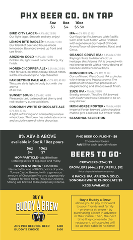 Taproom Beer Menu