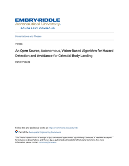 An Open Source, Autonomous, Vision-Based Algorithm for Hazard Detection and Avoidance for Celestial Body Landing