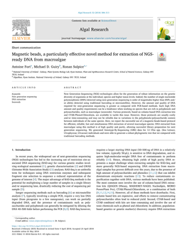 2018 Algal Research Fort Et Magnetic Beads DNA for NGS.Pdf