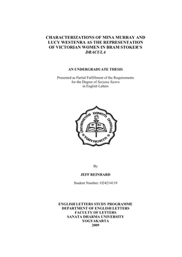 Characterizations of Mina Murray and Lucy Westenra As the Representation of Victorian Women in Bram Stoker’S Dracula