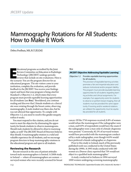 Mammography Rotations for All Students: How to Make It Work