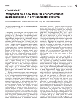 Tritagonist As a New Term for Uncharacterised Microorganisms in Environmental Systems