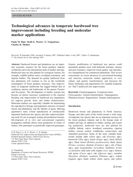 Technological Advances in Temperate Hardwood Tree Improvement Including Breeding and Molecular Marker Applications