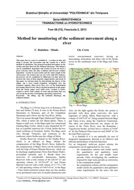 Method for Monitoring of the Sediment Movement Along a River