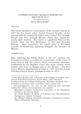 1 Father Estevao Cacella's Report on Bhutan in 1627
