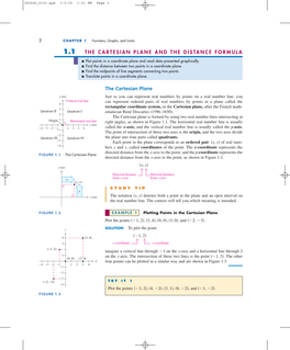 1.1 the Cartesian Plane and the Distance Formula