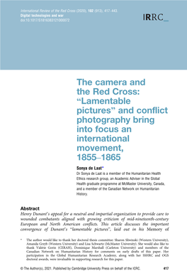 The Camera and the Red Cross: "Lamentable Pictures" and Conflict