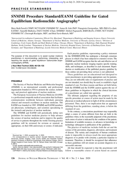 SNMMI Procedure Standard/EANM Guideline for Gated Equilibrium Radionuclide Angiography*