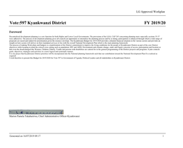 FY 2019/20 Vote:597 Kyankwanzi District