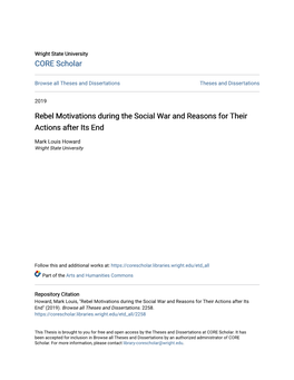 Rebel Motivations During the Social War and Reasons for Their Actions After Its End