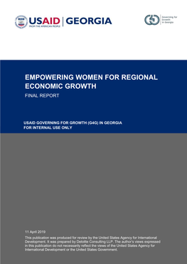 Empowering Women for Regional Economic Growth Final Report