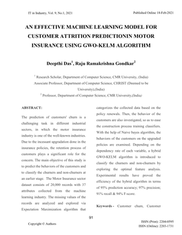 An Effective Machine Learning Model for Customer Attrition Predictionin Motor Insurance Using Gwo-Kelm Algorithm