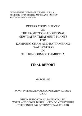 Department of Potable Water Supply, Ministry of Industry, Mines and Energy Kingdom of Cambodia