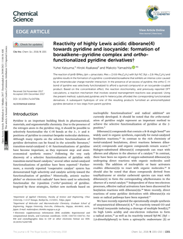 Formation of Boraalkene–Pyridine Complex and Or