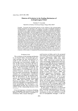 Patterns of Evolution in the Feeding Mechanism of Actinopterygian Fishes1