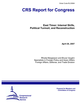 East Timor: Internal Strife, Political Turmoil, and Reconstruction