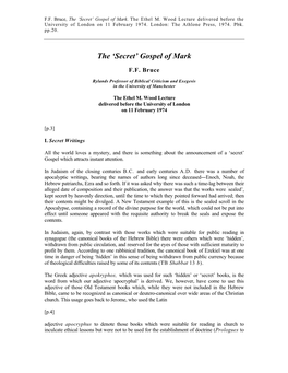 The 'Secret' Gospel of Mark