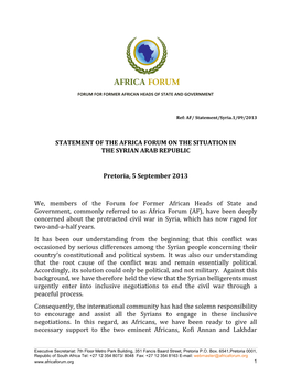 Statement of the Africa Forum on the Situation in Syria