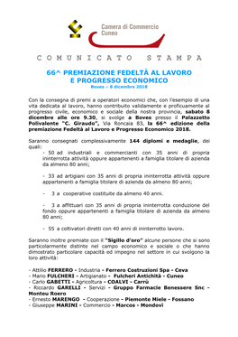 Comunicato Stampa