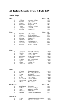 All-Ireland Schools' Track & Field 2009