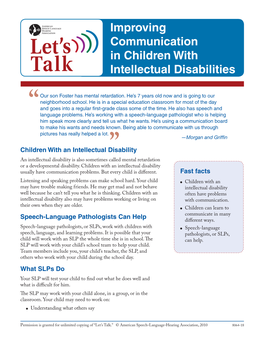 Improving Communication in Children with Intellectual Disabilities