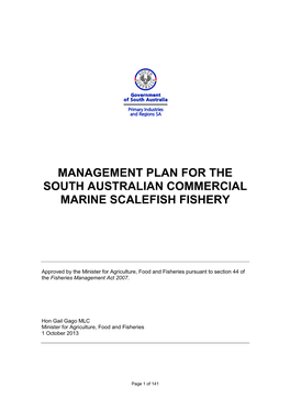 South Australian Commercial Marine Scalefish Fishery Management Plan
