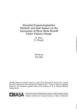 Potential Evapotranspiration Methods and Their Impact on the Assessment of River Basin Runoff Under Climate Change D