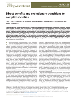 Direct Benefits and Evolutionary Transitions to Complex Societies